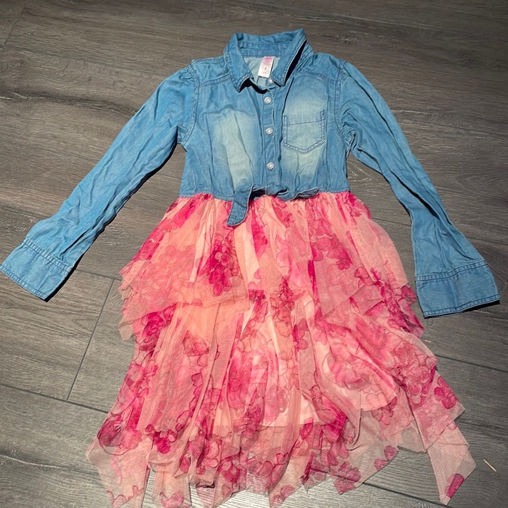 Justice size 8 denim and tulle dress